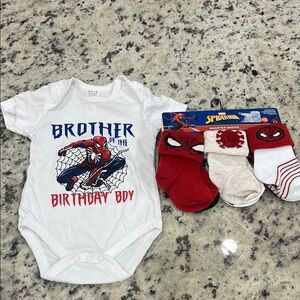 Marvel Spider-Man Birthday Boy Onesie and Sock Set